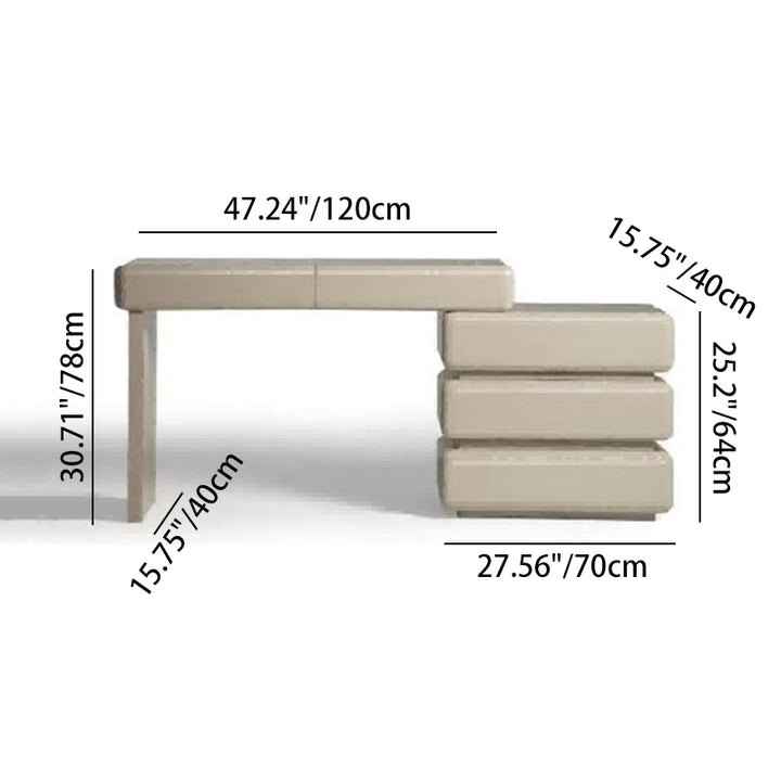 Modern Minimalist Khaki Makeup Vanity With 5/8-Drawer Chest - Solid Wood Plywood Dresser &amp; Makeup Desk For Bedroom