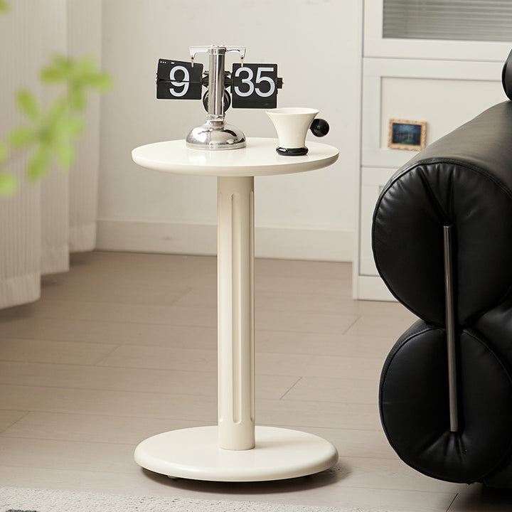 Modern Minimalist Solid Wood Round Movable Side Table For Living Room &amp; Bedroom