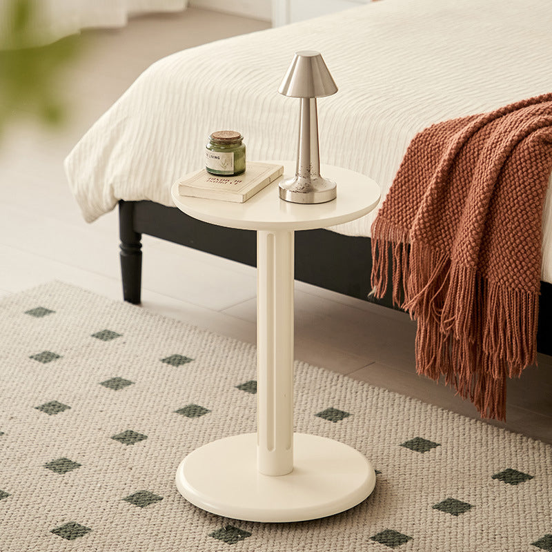 Modern Minimalist Solid Wood Round Movable Side Table For Living Room &amp; Bedroom