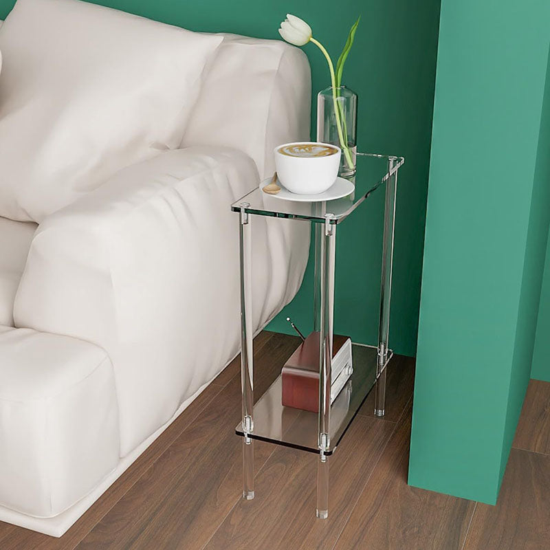 Modern Minimalist Acrylic Oval Rectangular Side Table With 2/3-Tier Storage For Living Room