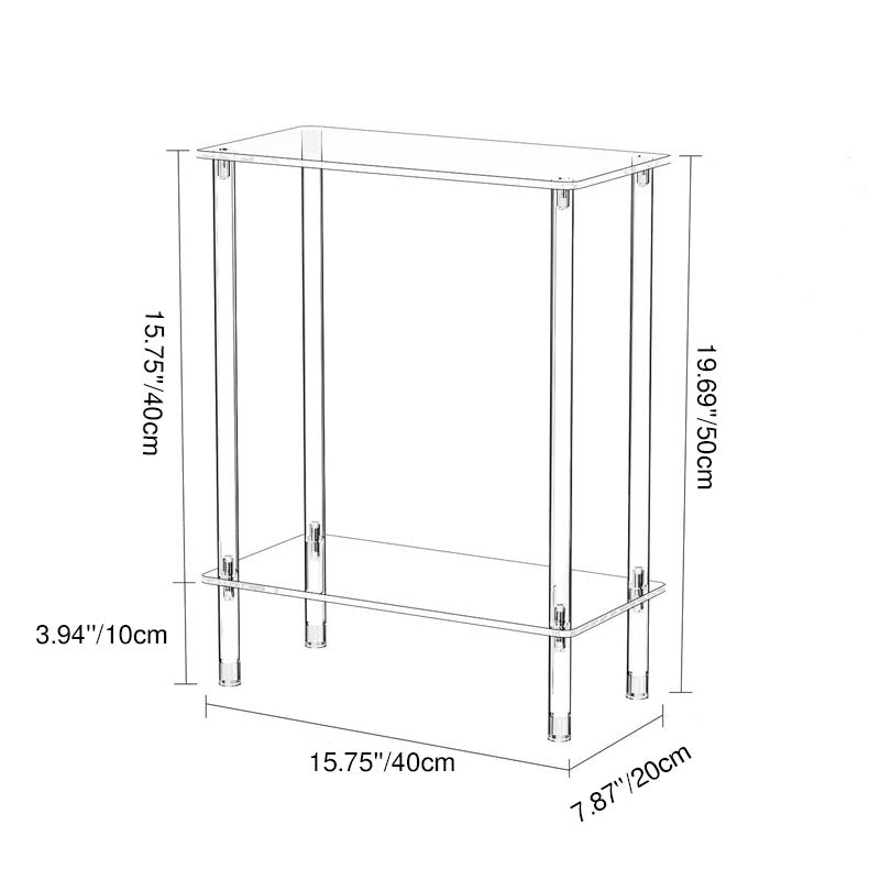 Modern Minimalist Acrylic Oval Rectangular Side Table With 2/3-Tier Storage For Living Room