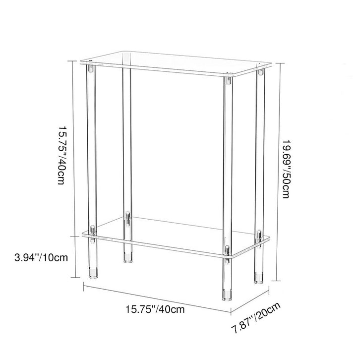 Modern Minimalist Acrylic Oval Rectangular Side Table With 2/3-Tier Storage For Living Room