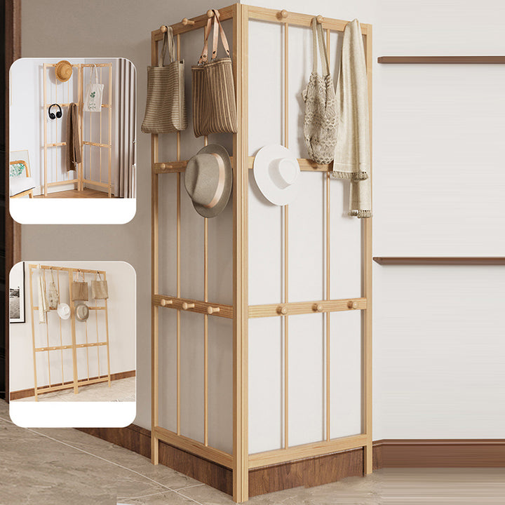 Modern Minimalist Pine Rectangular Floor Coat Rack - Hall Tree With 9/18 Hooks For Bedroom