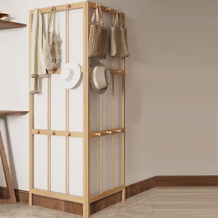 Modern Minimalist Pine Rectangular Floor Coat Rack - Hall Tree With 9/18 Hooks For Bedroom