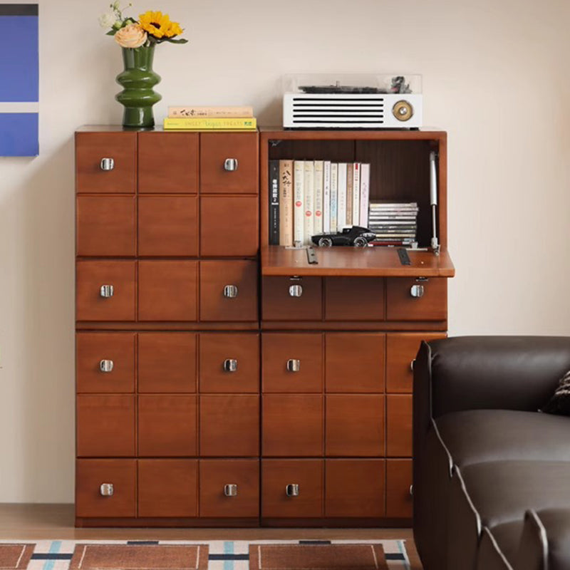 Gabinete de almacenamiento rectangular contemporáneo retro de madera maciza y contrachapado con 1 cajón y 1 gabinete para sala de estar 