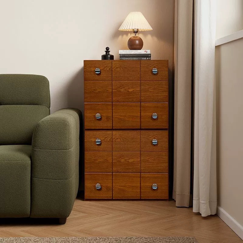 Gabinete de almacenamiento rectangular contemporáneo retro de madera maciza y contrachapado con 1 cajón y 1 gabinete para sala de estar 