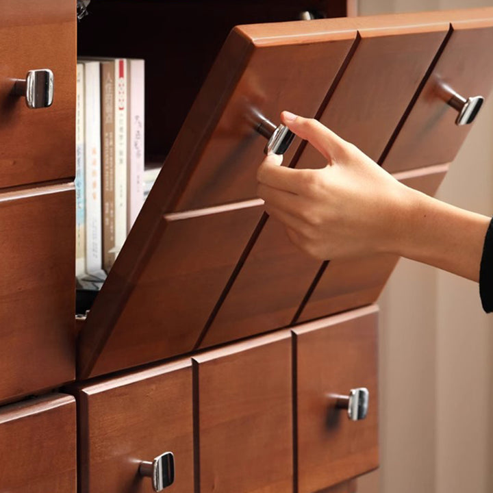 Gabinete de almacenamiento rectangular contemporáneo retro de madera maciza y contrachapado con 1 cajón y 1 gabinete para sala de estar 