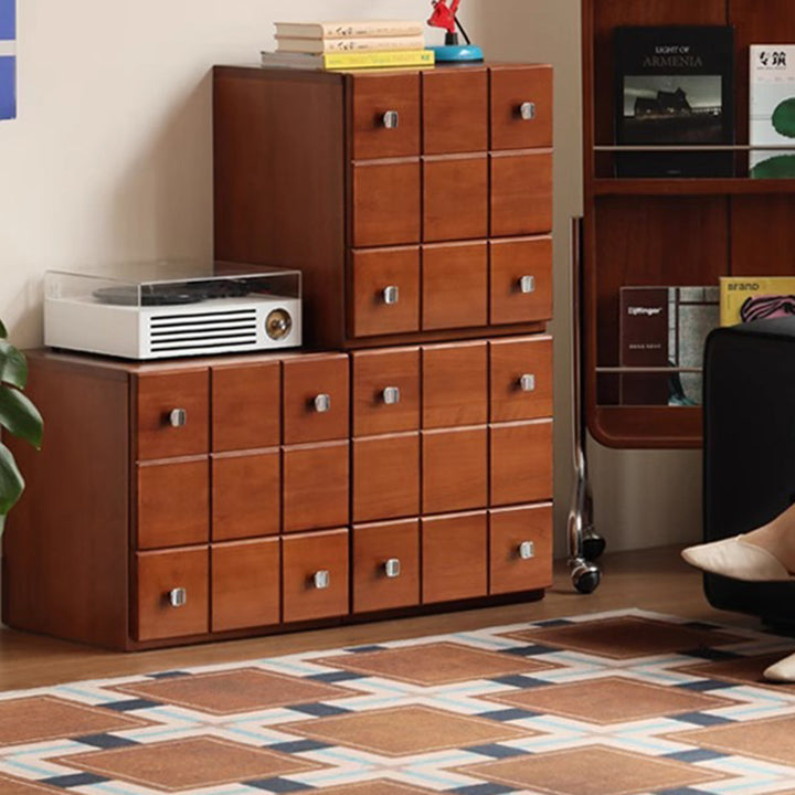 Gabinete de almacenamiento rectangular contemporáneo retro de madera maciza y contrachapado con 1 cajón y 1 gabinete para sala de estar 