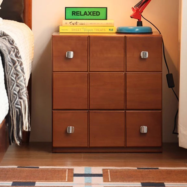 Gabinete de almacenamiento rectangular contemporáneo retro de madera maciza y contrachapado con 1 cajón y 1 gabinete para sala de estar 