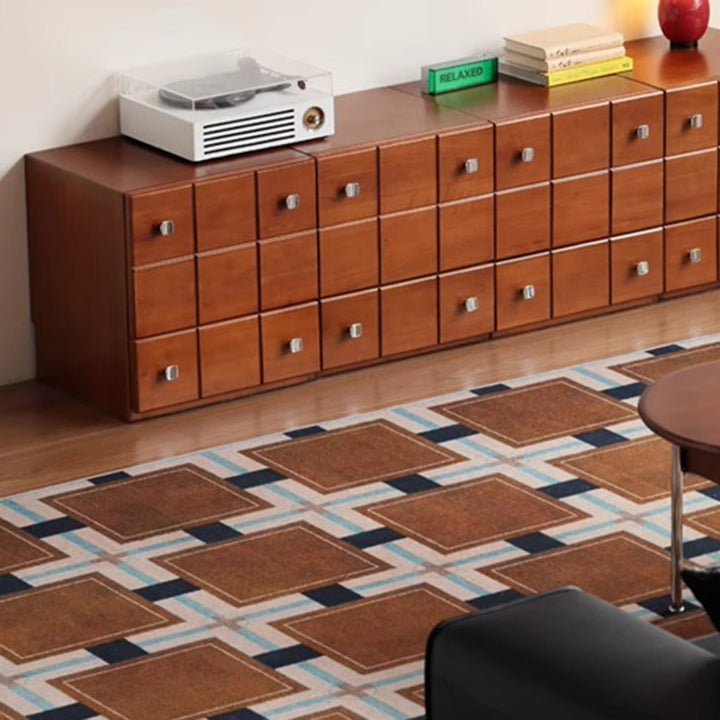Gabinete de almacenamiento rectangular contemporáneo retro de madera maciza y contrachapado con 1 cajón y 1 gabinete para sala de estar 