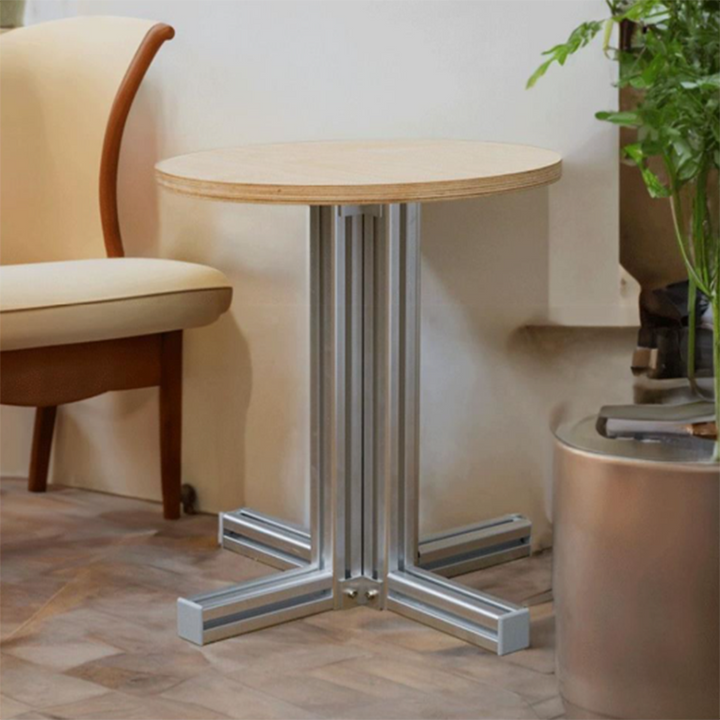 Modern Minimalist Birch Plywood & Aluminum Square/Round Coffee Table Water-Resistant For Indoor & Outdoor Use
