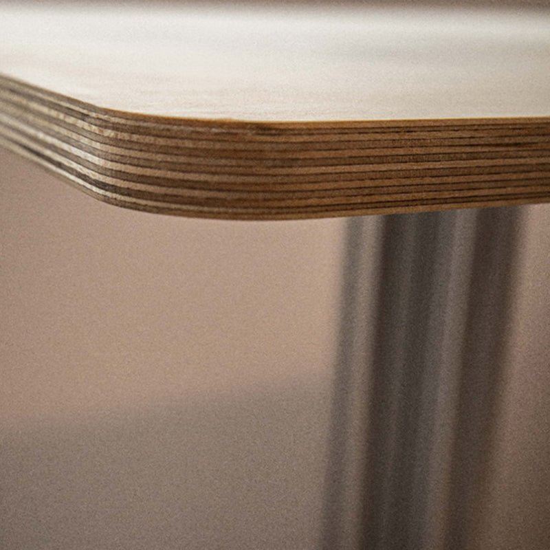 Table basse carrée/ronde moderne minimaliste en contreplaqué de bouleau et aluminium, résistante à l&
