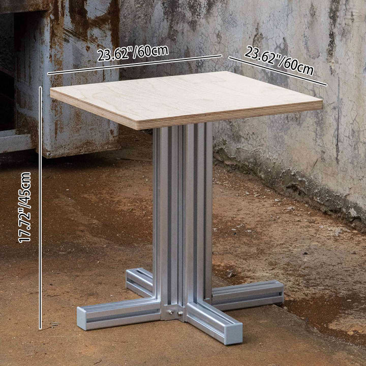Modern Minimalist Birch Plywood & Aluminum Square/Round Coffee Table Water-Resistant For Indoor & Outdoor Use