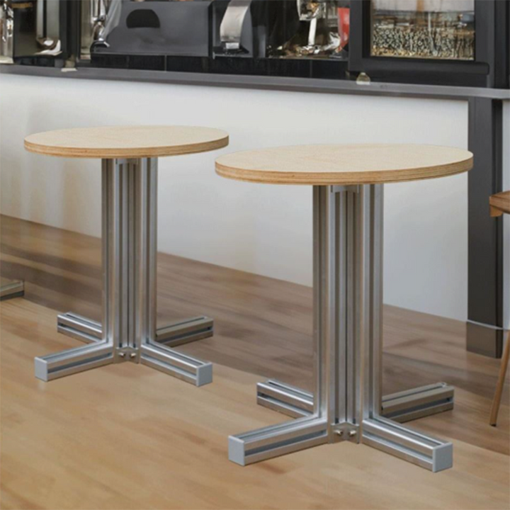 Table basse carrée/ronde moderne minimaliste en contreplaqué de bouleau et aluminium, résistante à l&