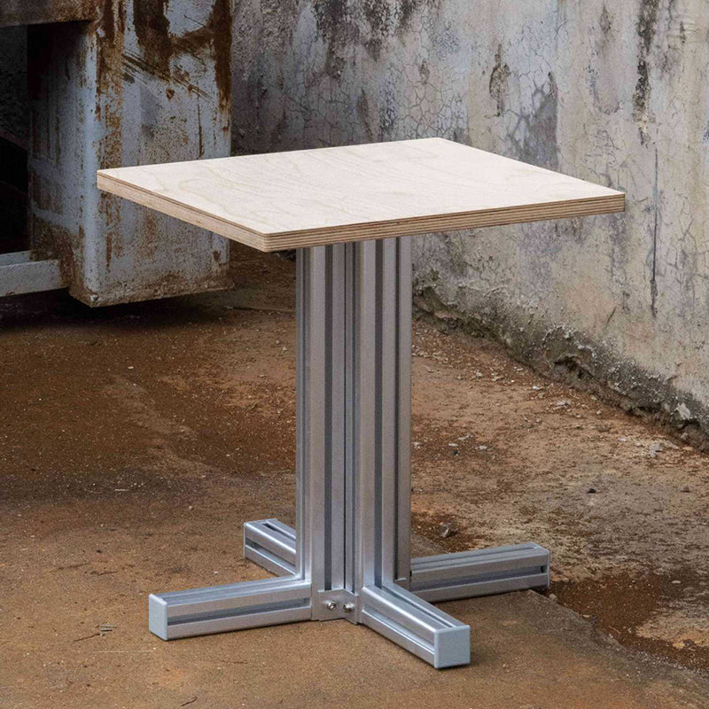 Table basse carrée/ronde moderne minimaliste en contreplaqué de bouleau et aluminium, résistante à l&