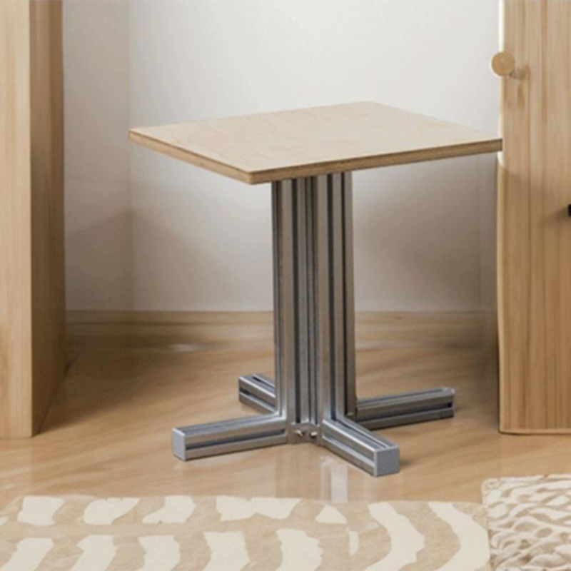 Table basse carrée/ronde moderne minimaliste en contreplaqué de bouleau et aluminium, résistante à l&