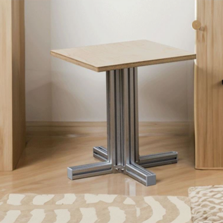 Table basse carrée/ronde moderne minimaliste en contreplaqué de bouleau et aluminium, résistante à l&