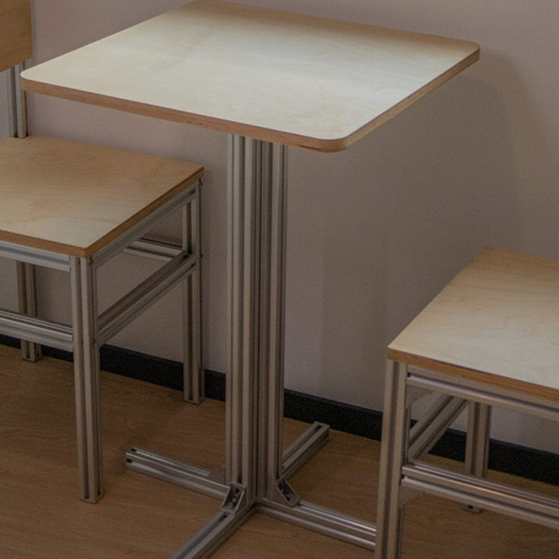 Table basse carrée/ronde moderne minimaliste en contreplaqué de bouleau et aluminium, résistante à l&