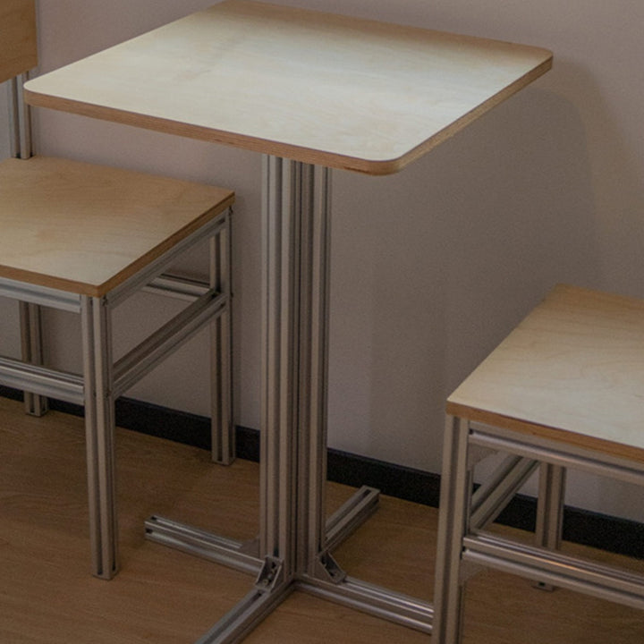 Table basse carrée/ronde moderne minimaliste en contreplaqué de bouleau et aluminium, résistante à l&