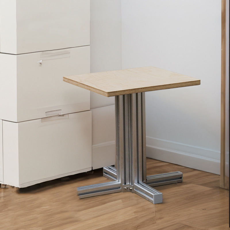 Table basse carrée/ronde moderne minimaliste en contreplaqué de bouleau et aluminium, résistante à l&
