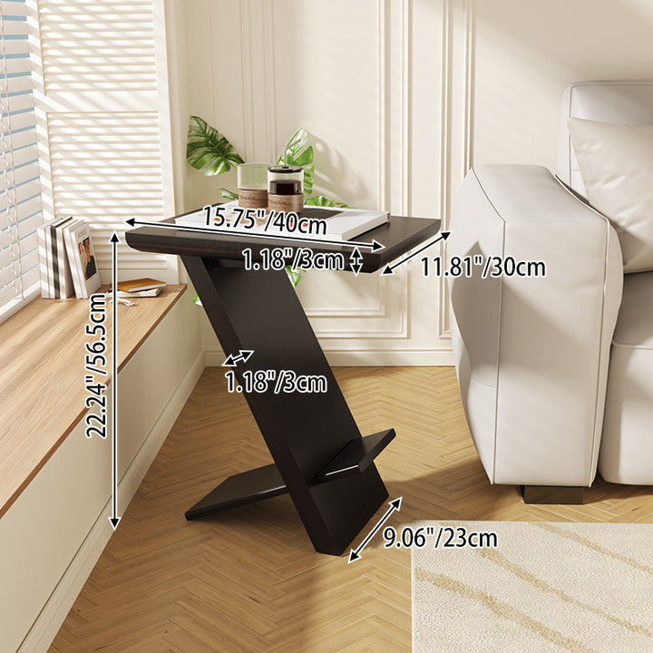 Modern Minimalist Solid Wood Rectangular Z-Shaped Side Table For Living Room