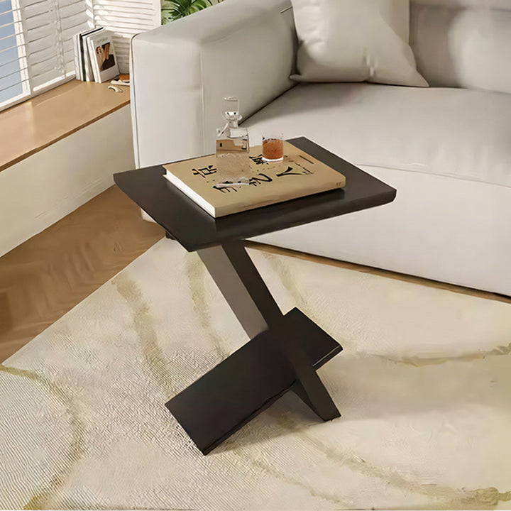 Modern Minimalist Solid Wood Rectangular Z-Shaped Side Table For Living Room