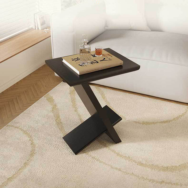 Modern Minimalist Solid Wood Rectangular Z-Shaped Side Table For Living Room