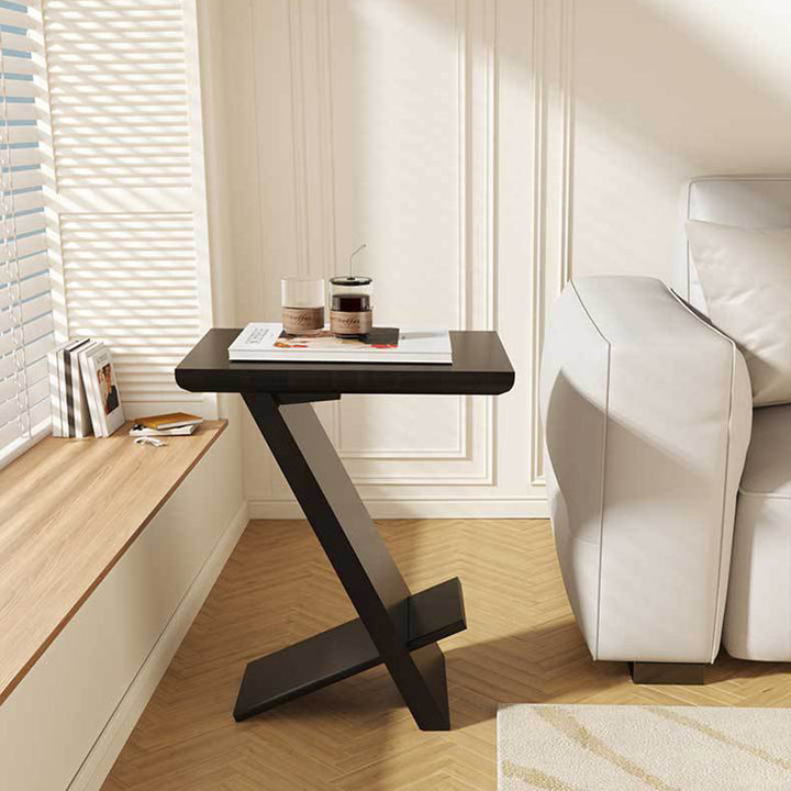 Modern Minimalist Solid Wood Rectangular Z-Shaped Side Table For Living Room