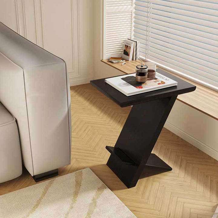 Modern Minimalist Solid Wood Rectangular Z-Shaped Side Table For Living Room