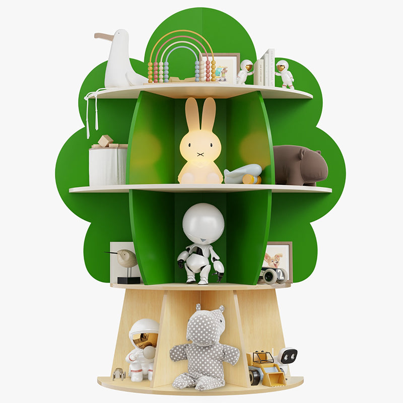 Contemporary Creative Plywood Tree-Shaped Kids Storage Shelf 4-Tier 10-Cubby For Bedroom &amp; Living Room