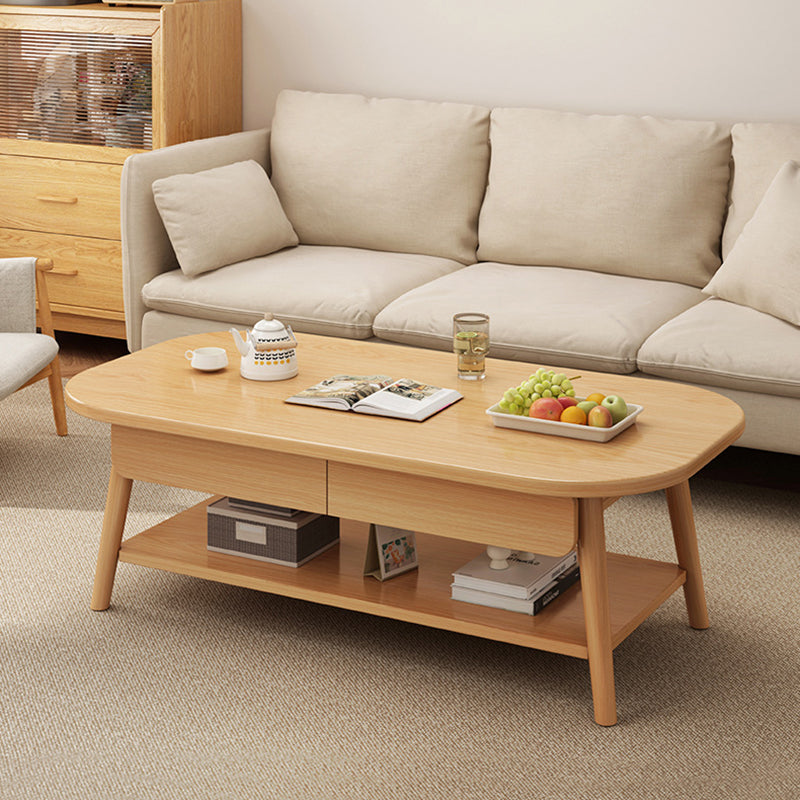 Moderner minimalistischer Couchtisch aus Eco Board in abgerundet rechteckiger Form mit 2 Schubladen für das Wohnzimmer 