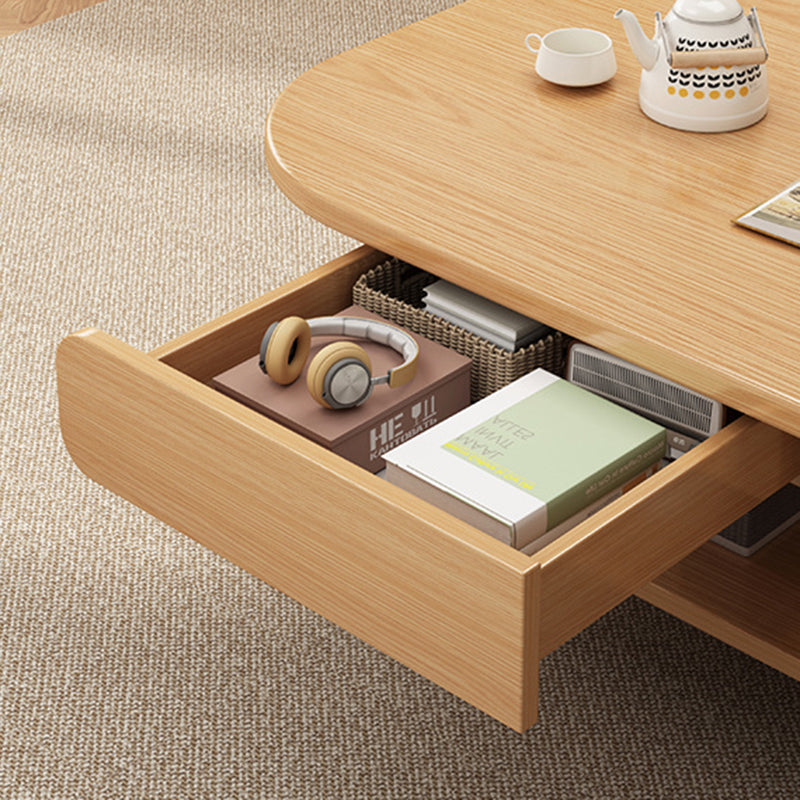 Moderner minimalistischer Couchtisch aus Eco Board in abgerundet rechteckiger Form mit 2 Schubladen für das Wohnzimmer 
