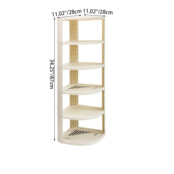 Modern Minimalist Plastic Rounded Square Corner Shelf Unit With 2-Tier For Entryway &amp; Living Room &amp; Bathroom