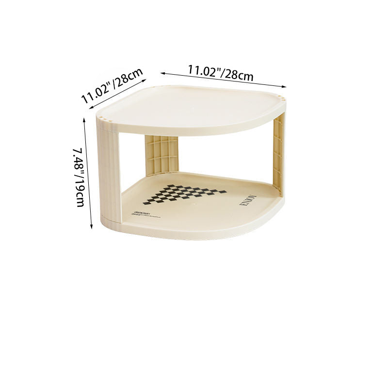 Modern Minimalist Plastic Rounded Square Corner Shelf Unit With 2-Tier For Entryway &amp; Living Room &amp; Bathroom