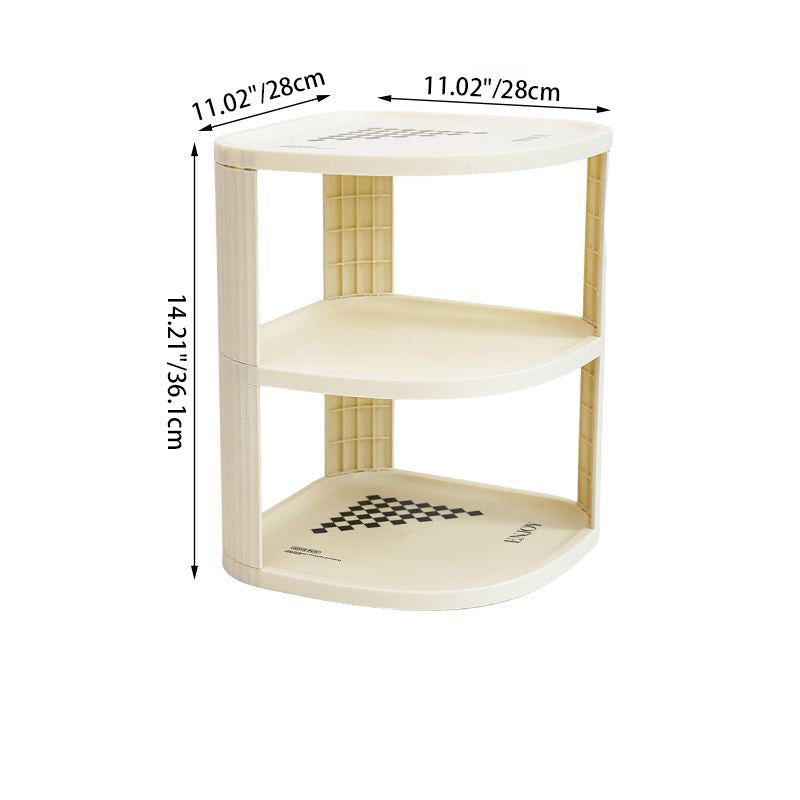 Modern Minimalist Plastic Rounded Square Corner Shelf Unit With 2-Tier For Entryway &amp; Living Room &amp; Bathroom