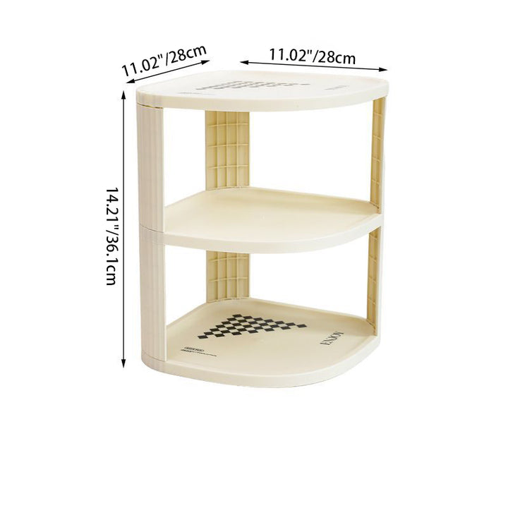 Modern Minimalist Plastic Rounded Square Corner Shelf Unit With 2-Tier For Entryway &amp; Living Room &amp; Bathroom