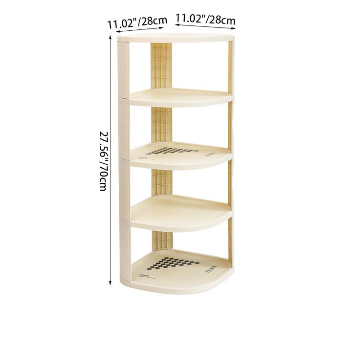 Modern Minimalist Plastic Rounded Square Corner Shelf Unit With 2-Tier For Entryway &amp; Living Room &amp; Bathroom