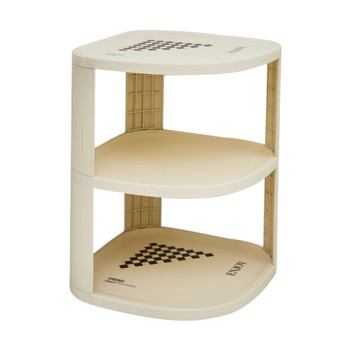 Modern Minimalist Plastic Rounded Square Corner Shelf Unit With 2-Tier For Entryway &amp; Living Room &amp; Bathroom