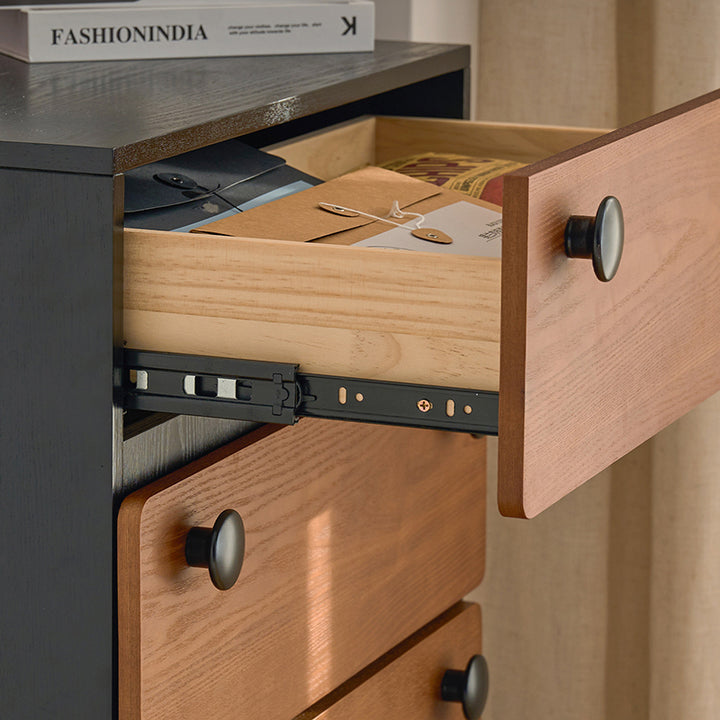 Modern Minimalist Solid Wood &amp; Plywood Storage Cabinet With 4 Drawers, Large Drawer Dresser For Living Room