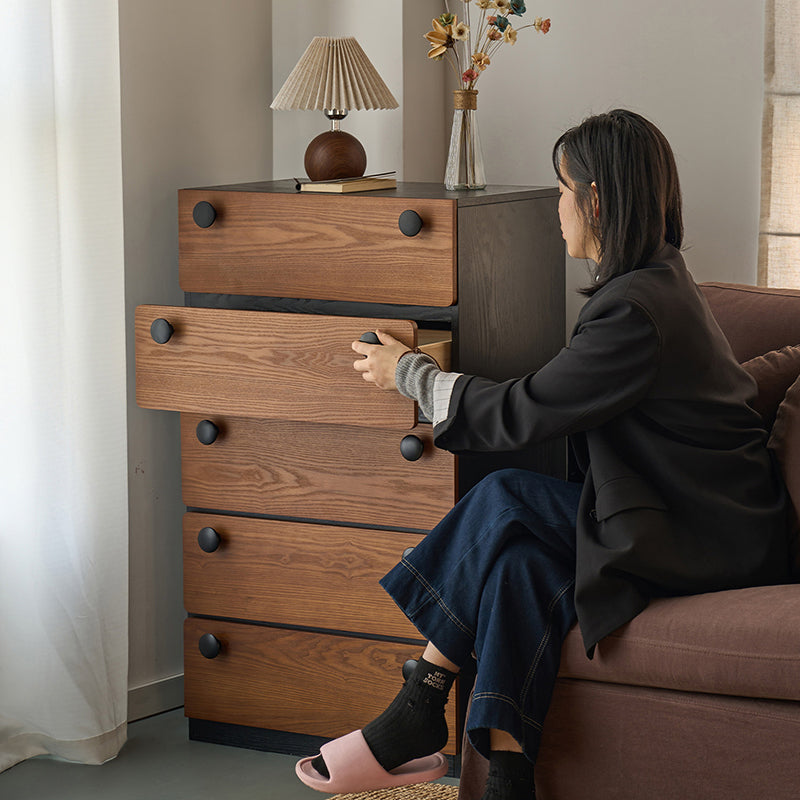 Modern Minimalist Solid Wood &amp; Plywood Storage Cabinet With 4 Drawers, Large Drawer Dresser For Living Room
