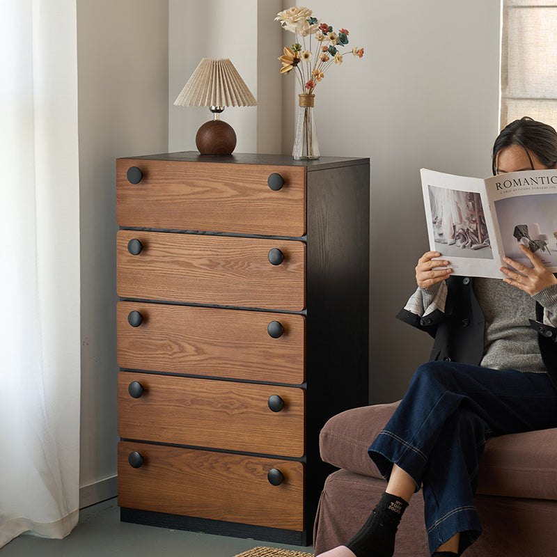 Modern Minimalist Solid Wood &amp; Plywood Storage Cabinet With 4 Drawers, Large Drawer Dresser For Living Room