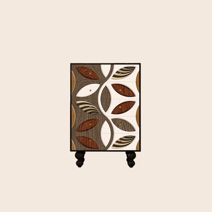 Armoire de rangement artistique contemporaine en bois massif avec façades de tiroirs sculptées, 5 tiroirs pour salon 