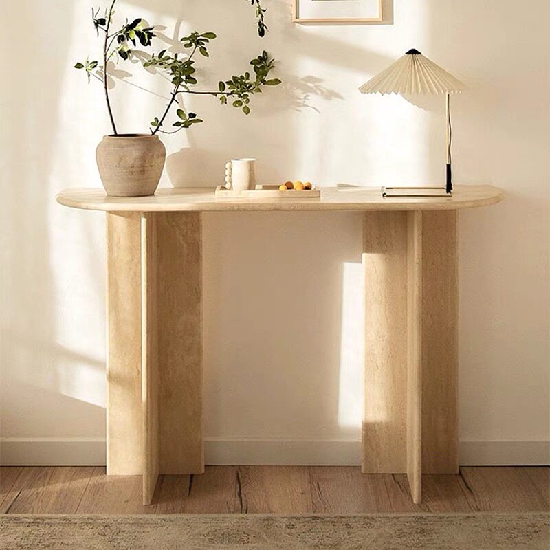Moderner minimalistischer Premium-Konsolentisch aus natürlichem Travertin für Flur &amp; Wohnzimmer 