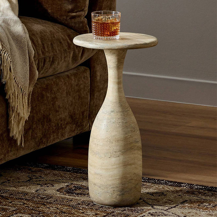 Table d’appoint sculpturale ronde en fibre de verre de luxe moderne pour salon 