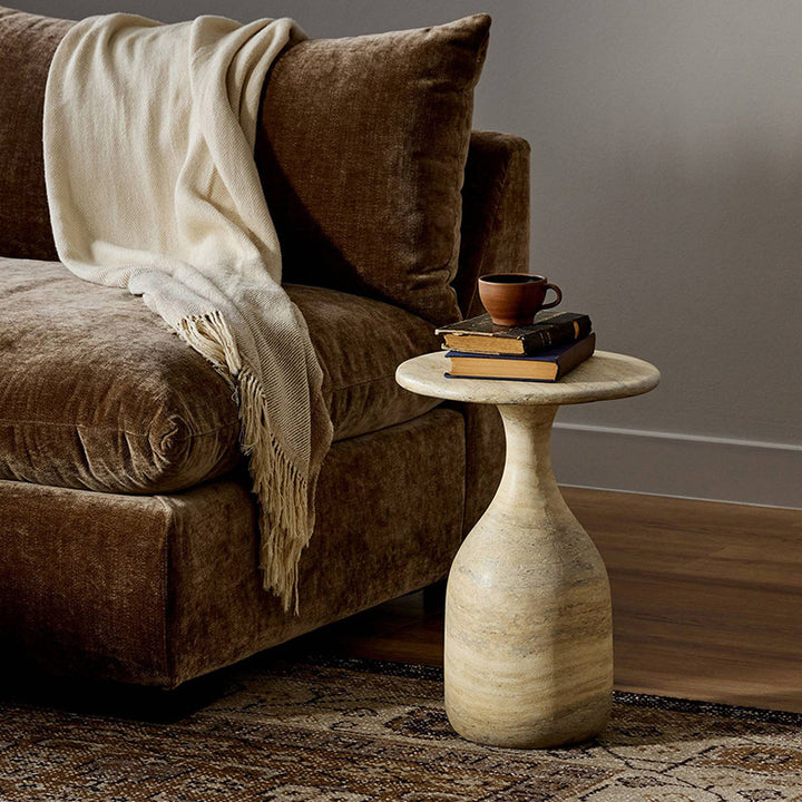 Table d’appoint sculpturale ronde en fibre de verre de luxe moderne pour salon 