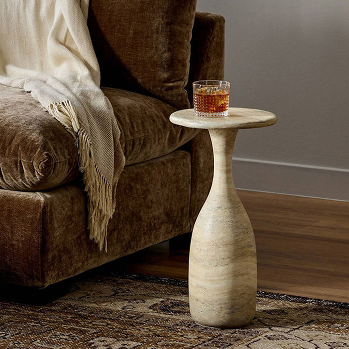 Table d’appoint sculpturale ronde en fibre de verre de luxe moderne pour salon 