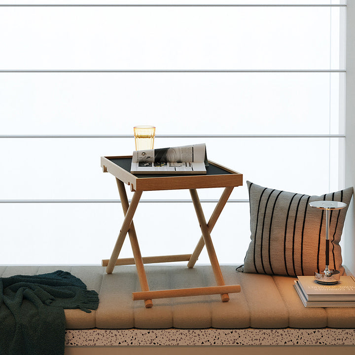 Table d'appoint rectangulaire moderne minimaliste en bois massif et MDF avec design pliable et hauteur réglable pour salon et chambre 