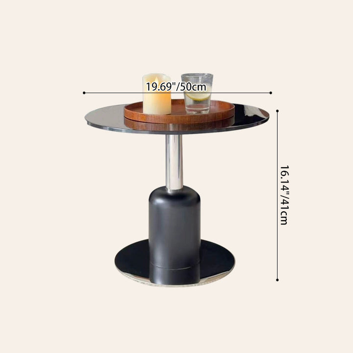 Table d'appoint ronde moderne minimaliste en verre trempé et acier inoxydable pour salon 