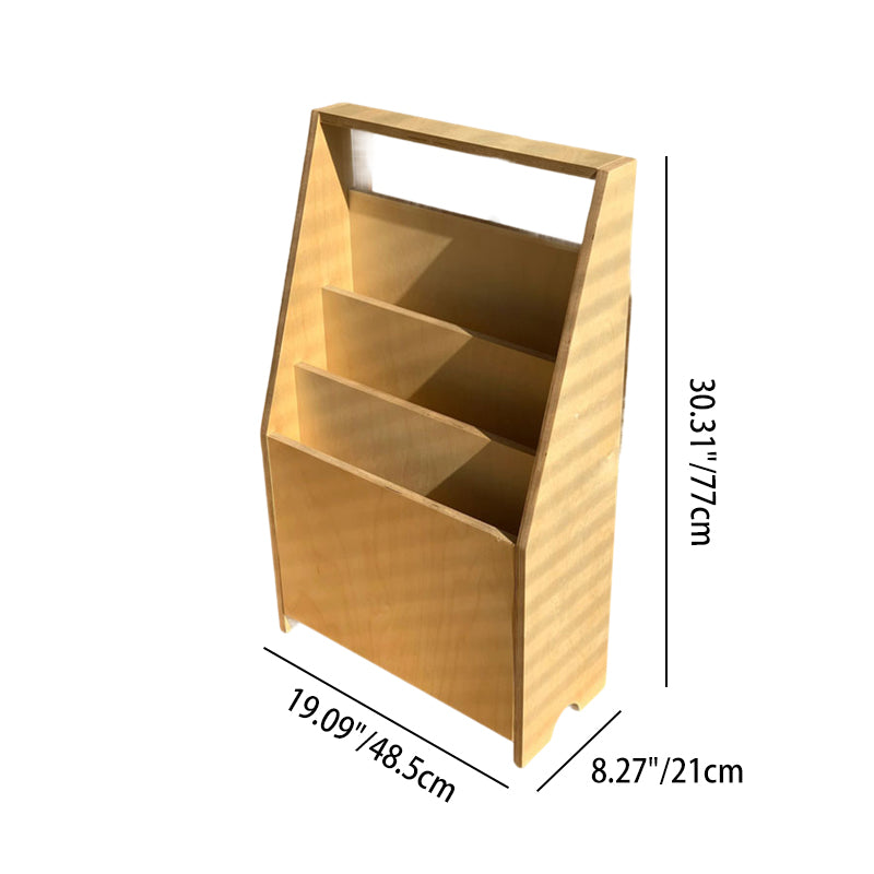 Estantería trapezoidal contemporánea de madera contrachapada de abedul nórdico con almacenamiento de 3 niveles para sala de estar y oficina en casa 