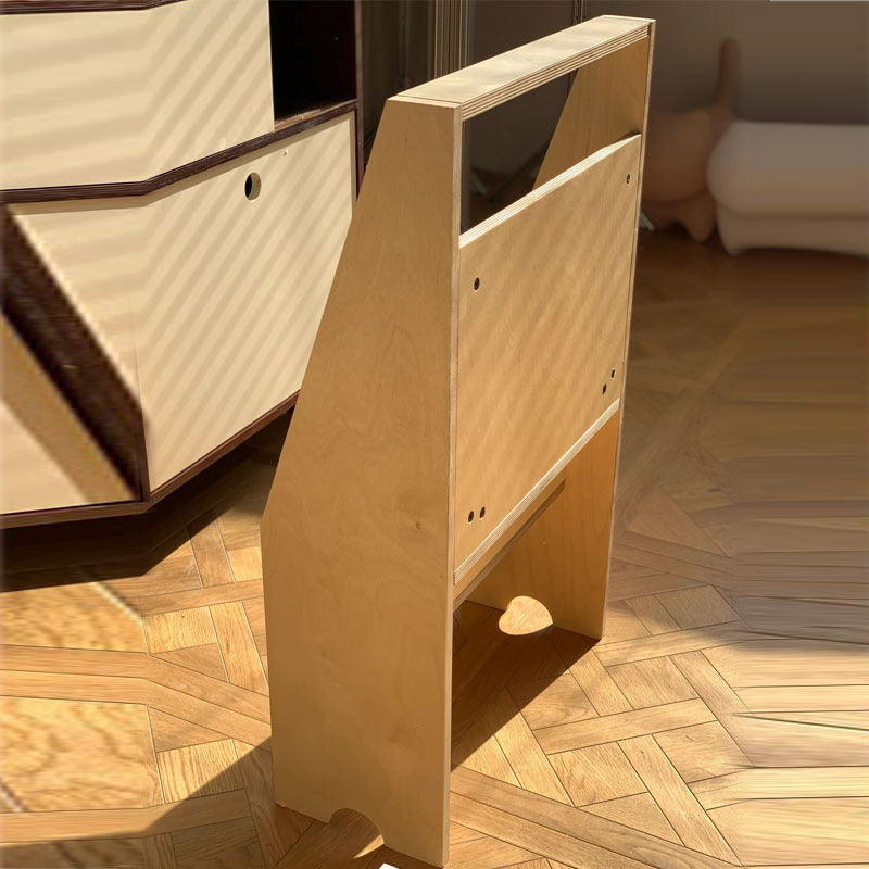 Estantería trapezoidal contemporánea de madera contrachapada de abedul nórdico con almacenamiento de 3 niveles para sala de estar y oficina en casa 